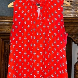 Ann Taylor Red Sleeveless Print Blouse